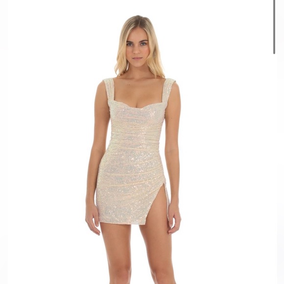 Lucy in the sky Melina sequined ruched bodycon dress - Picture 1 of 4